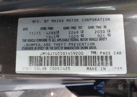 2016 Mazda Mazda6 I Sport z USA, uszkodzony, nr VIN JM1GJ1U55G1459200